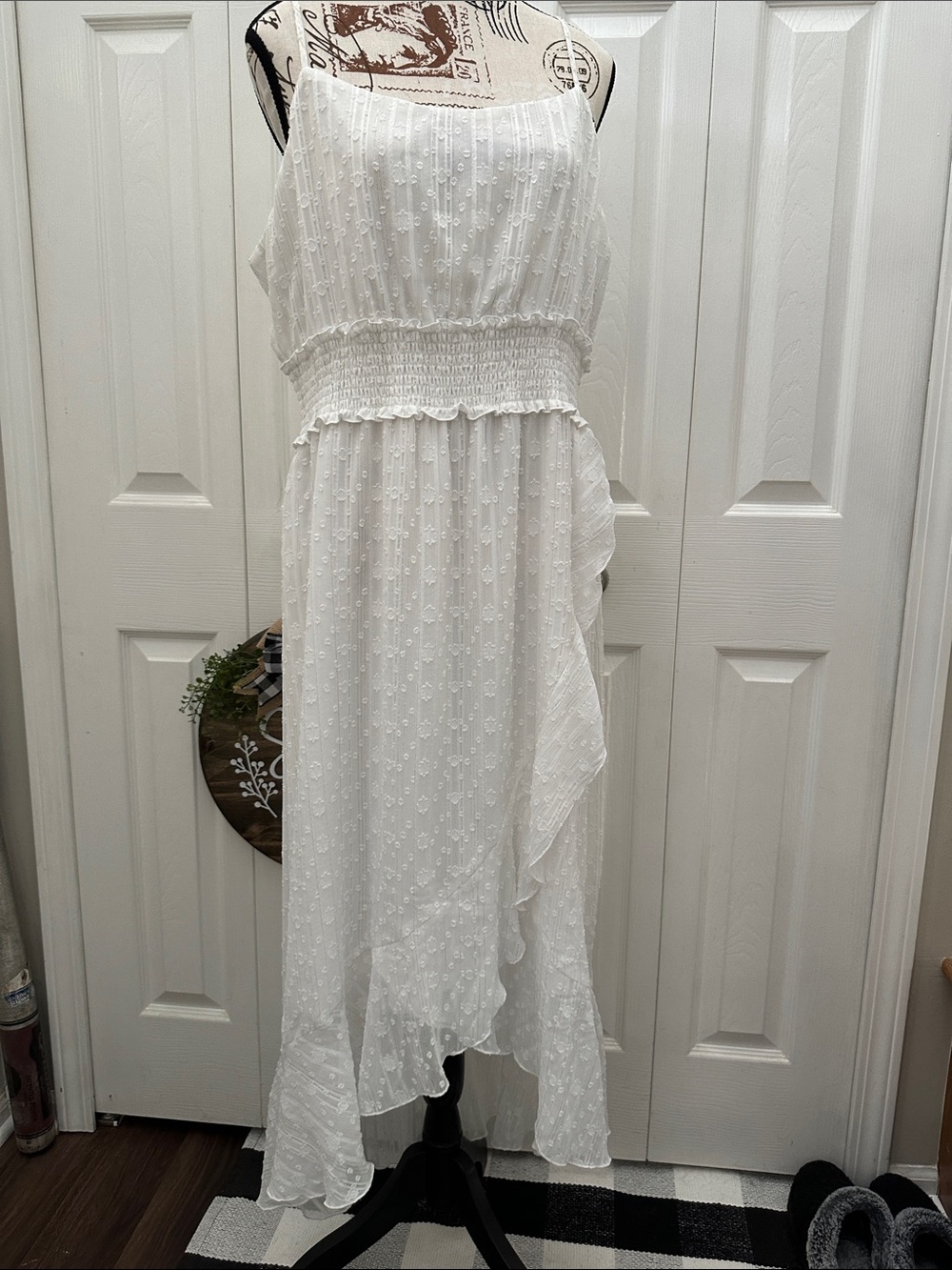 NWT Versona White Ruffle Hi-low Dress Sz XL